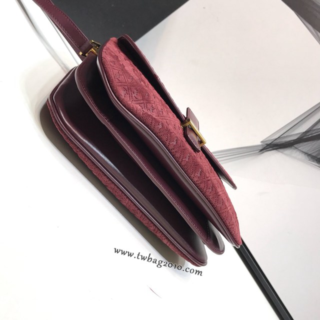 YSL专柜款女包 聖羅蘭經典款麂皮小牛皮壓花包包 YSL肩背斜挎包 568604  jjh1059